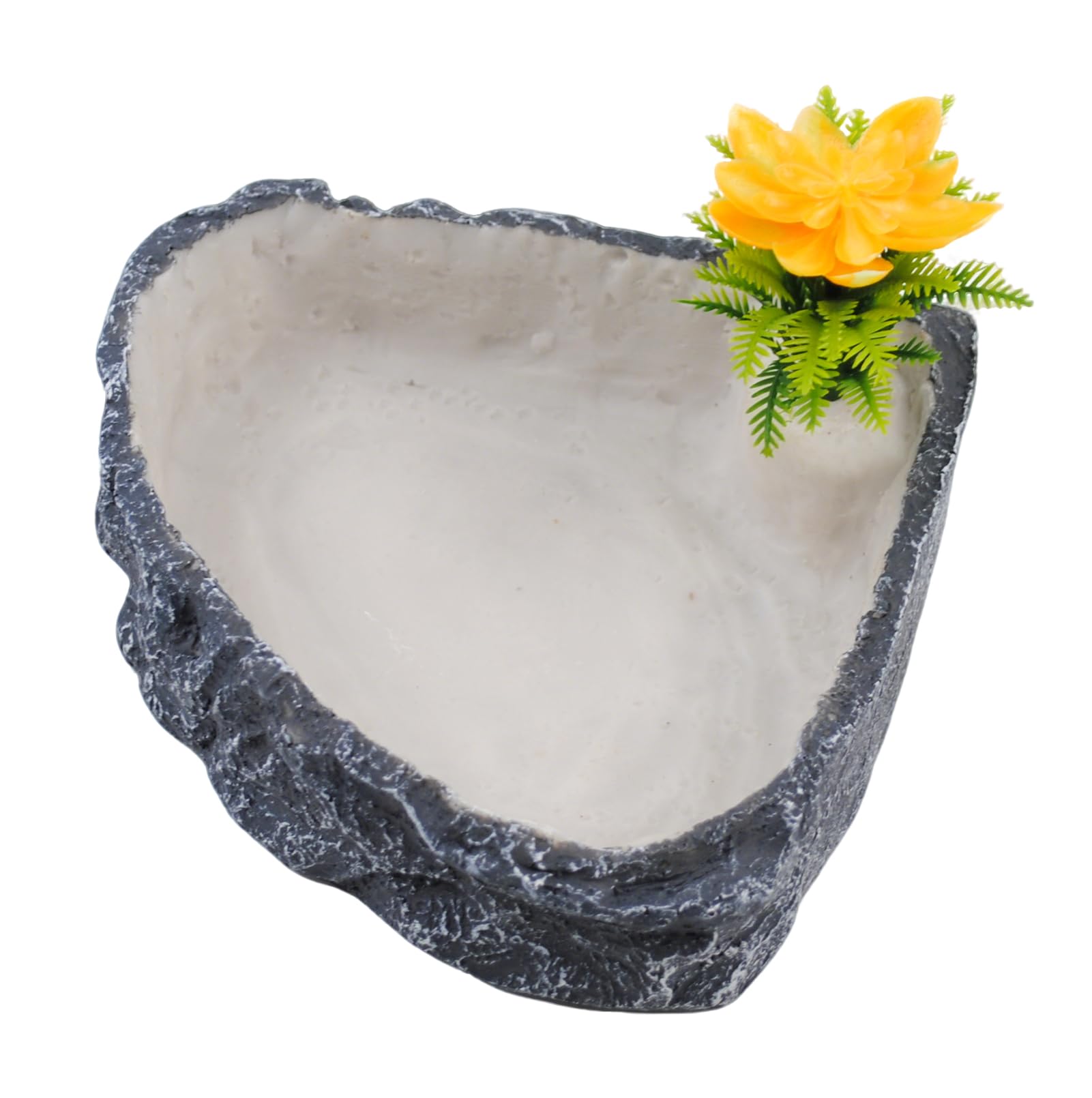 MUYG Reptile Corner Food Bowl Water Dish,Snake Feed Dish with Artificial Plant Reptile Water Bowl Terrariums for Bearded Dragon 
