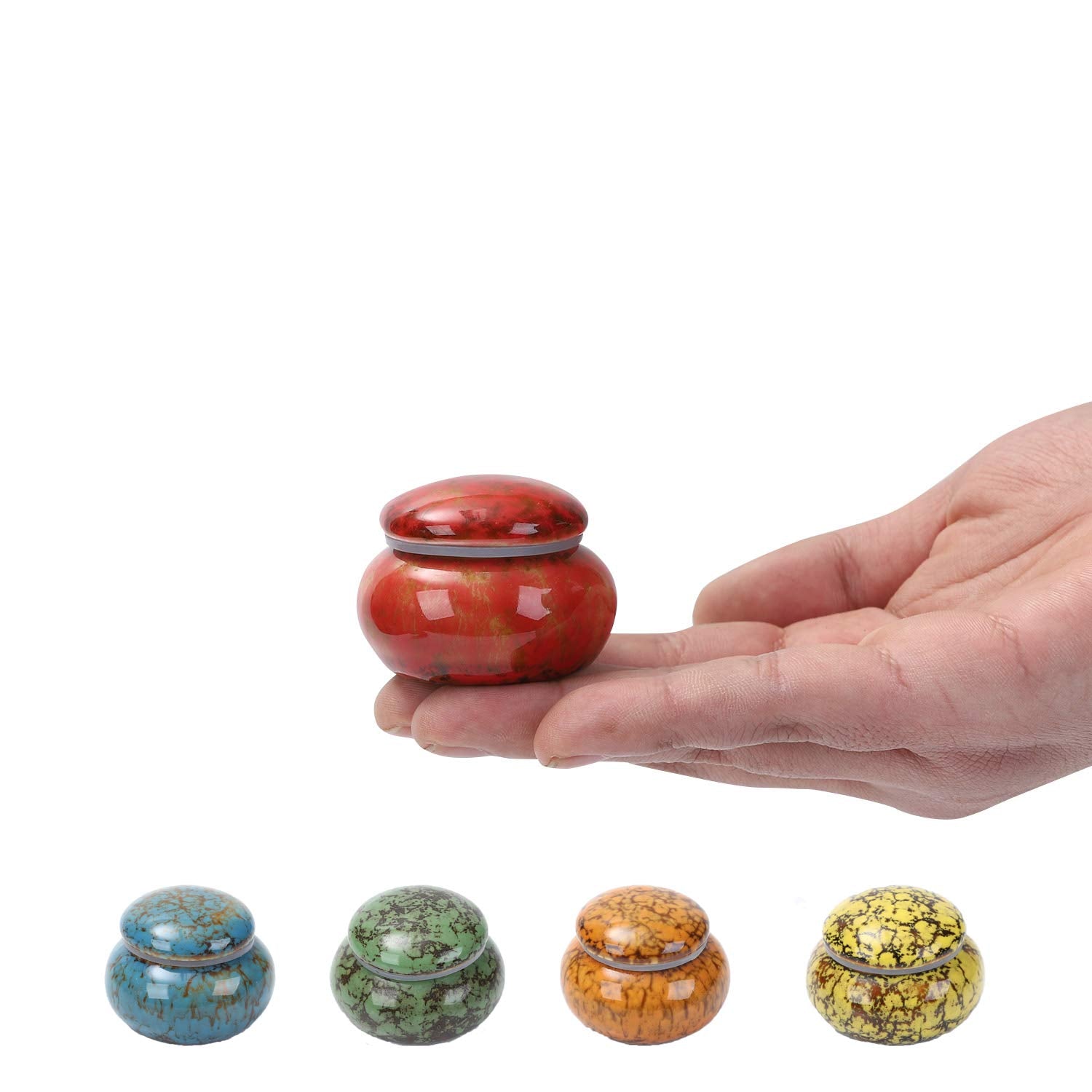 Small Urn for Human Ashes - 1.6'' Handicrafted Urn - Beautiful Tiny Keepsake Urns - Mini Urn Made of Ceramic - Hold 1.2 Cubic In