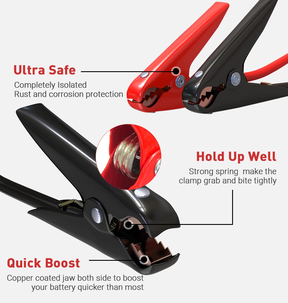 AUTOgEN Heavy Duty Jumper cables, Booster cables 1 gauge 25Feet 900AMP Automotive Jumper cables Kit for car, SUV, and Trucks wit