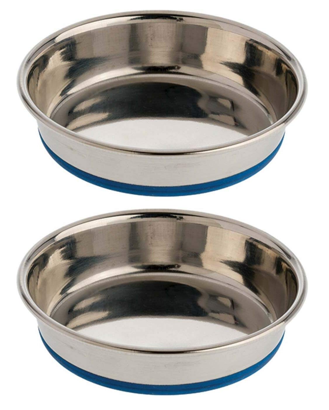 DuraPet 2 Pack of Cat Dishes, 0.75 Cup Dry Food Capacity each, Premium Rubber-Bonded Stainless Steel