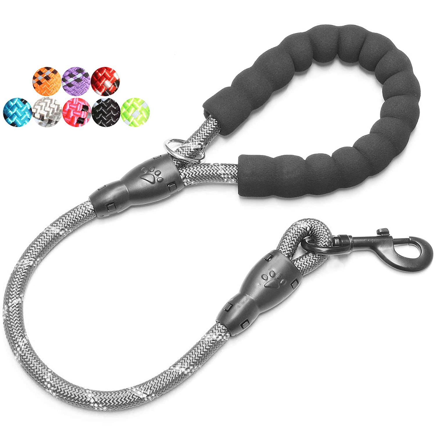 Baapet 2/4/5/6 Ft Dog Leash With Comfortable Padded Handle And Highly Reflective Threads For Small Medium And Large Dogs (2Ft-1/2'', Grey)