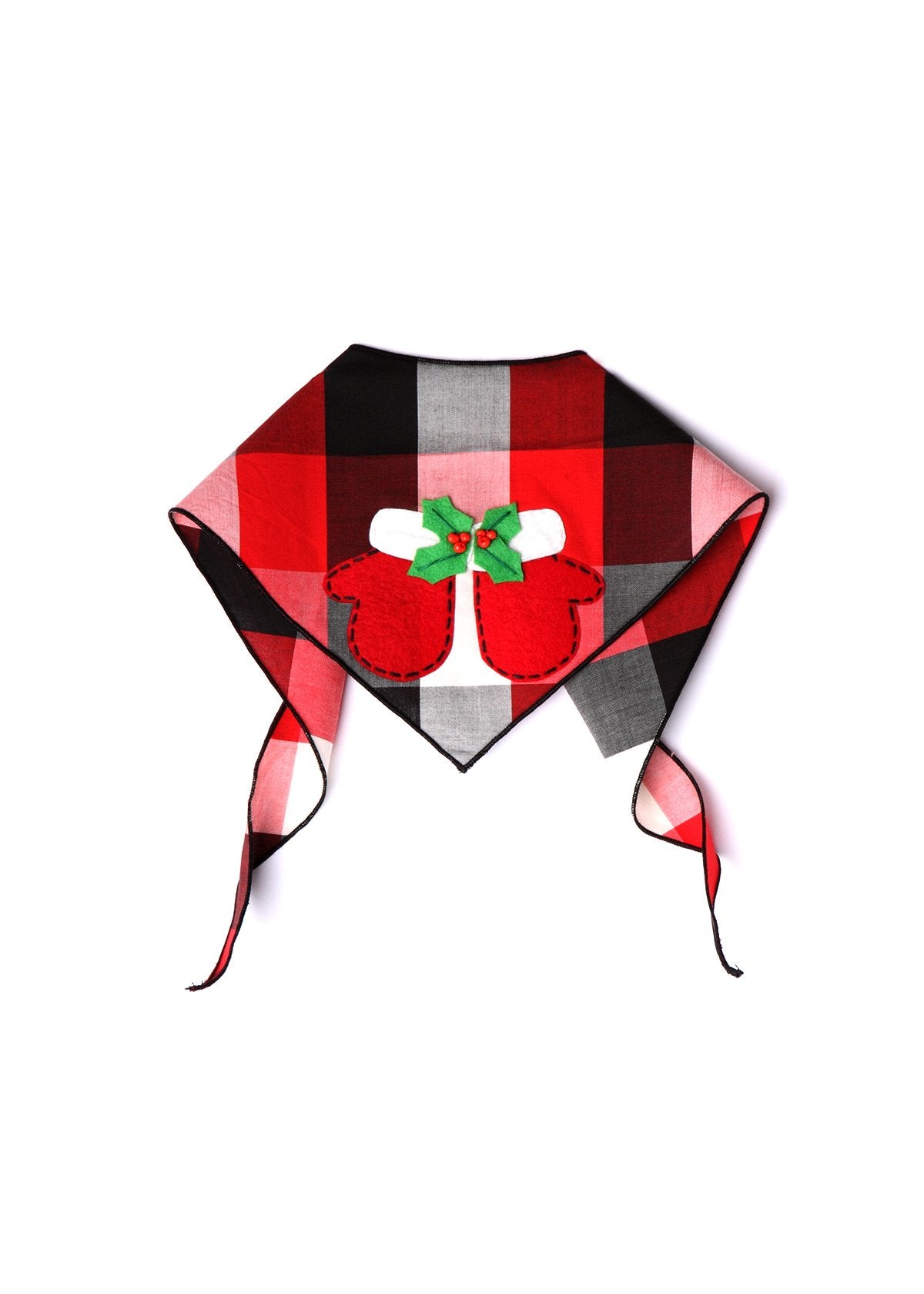 Tail Trends Christmas Dog Bandanas Jolly Mittens Designer Appliques 100% Cotton