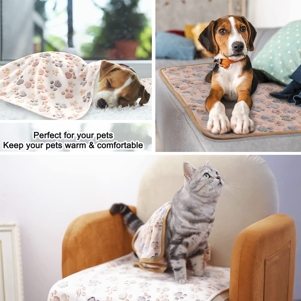 MIWOPET 3 Pack Cat and Dog Blanket Soft & Warm Fleece Flannel Sleep Mat, Great Pet Throw for Puppy, Cats, Small, Medium & Large