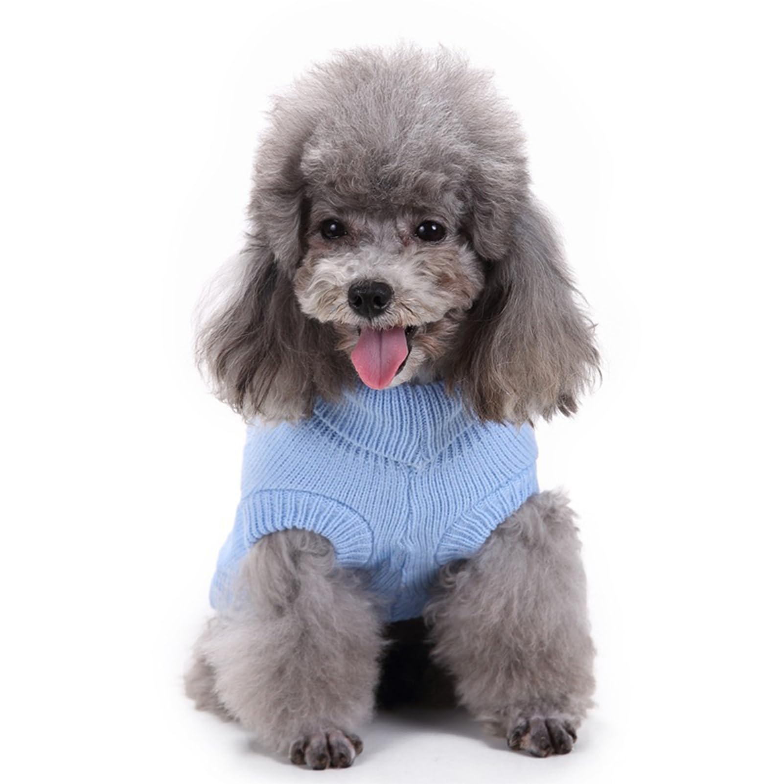 Small Dog Sweaters Knitted Pet Cat Sweater Warm Dog Sweatshirt Dog Winter Clothes Kitten Puppy Sweater (Small,Light Blue)