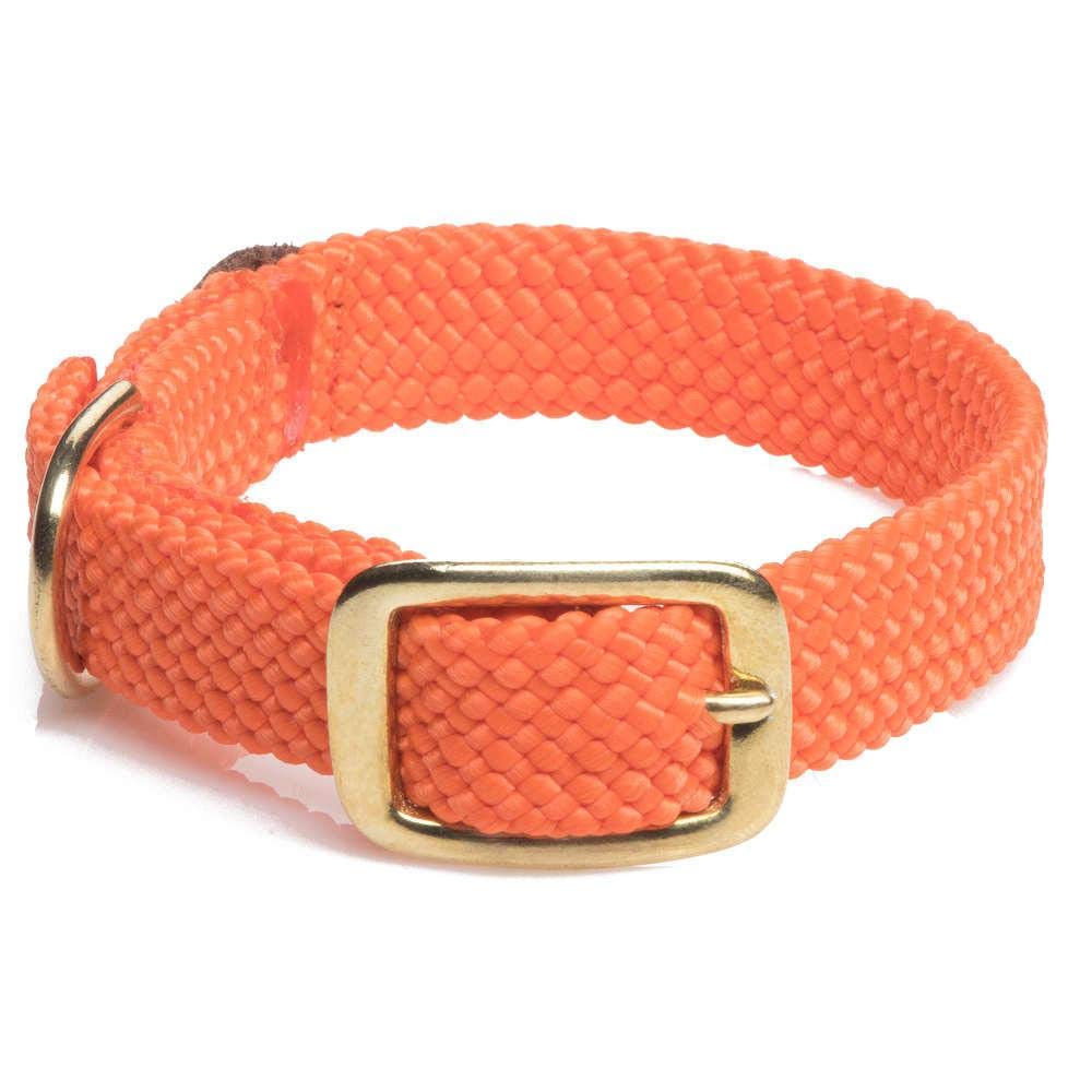 Mendota Pet Double Braid Collar - Brass - Dog Collar - Made In The Usa - Orange, 9/16 In X 12 In Junior