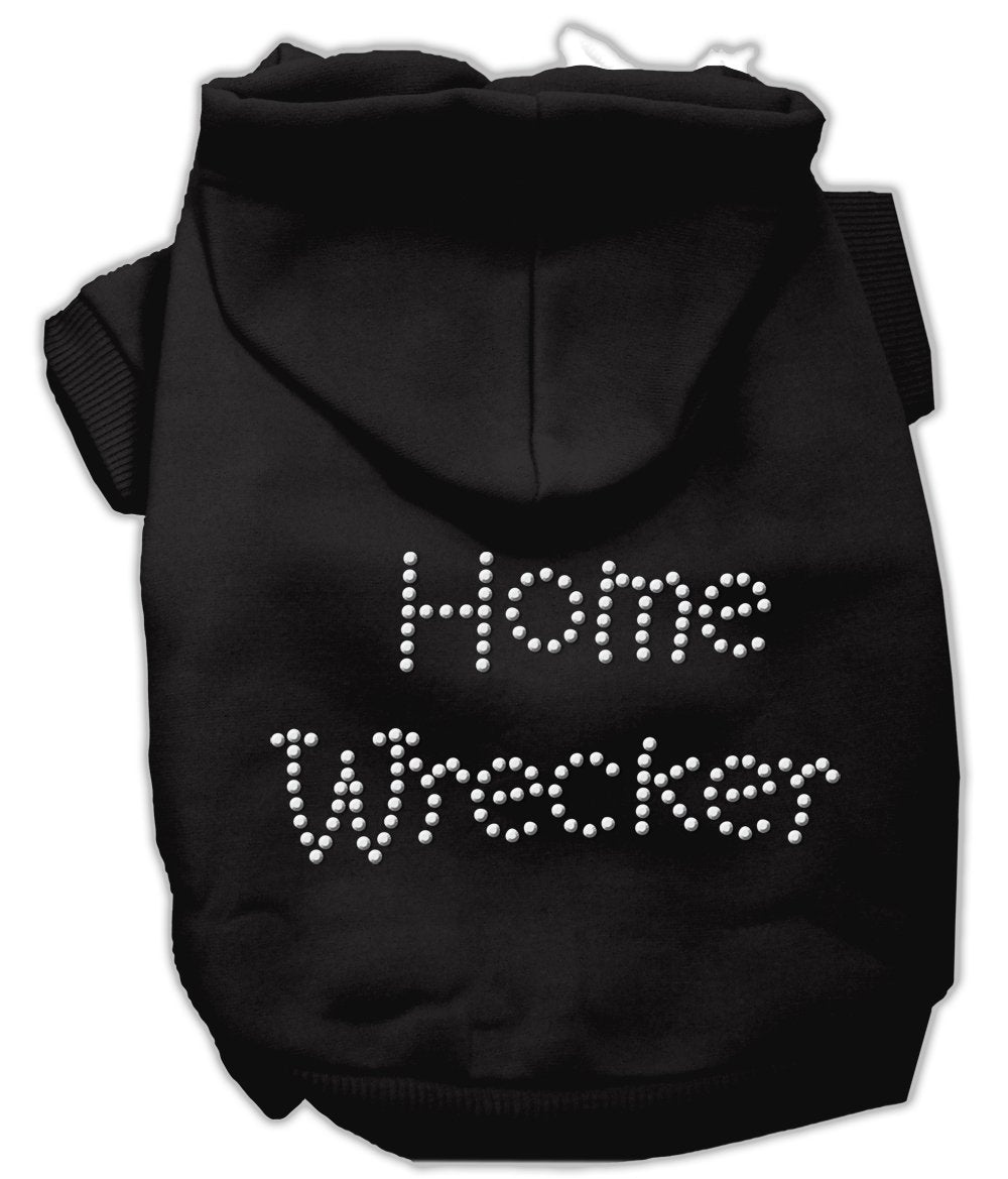Pet, Dog & Cat Hoodie Rhinestone, Home Wrecker Black XS (0-3 lbs.)
