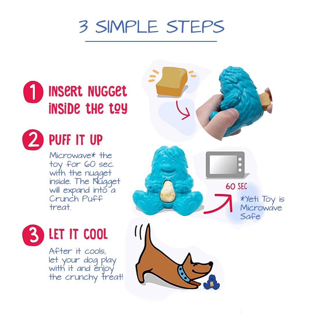 Yeti Dog Chew Puff and Play Interactive Dog Toys, Nuggets Dog Treat Dispenser Teething, Behavior Training for Light to Moderate