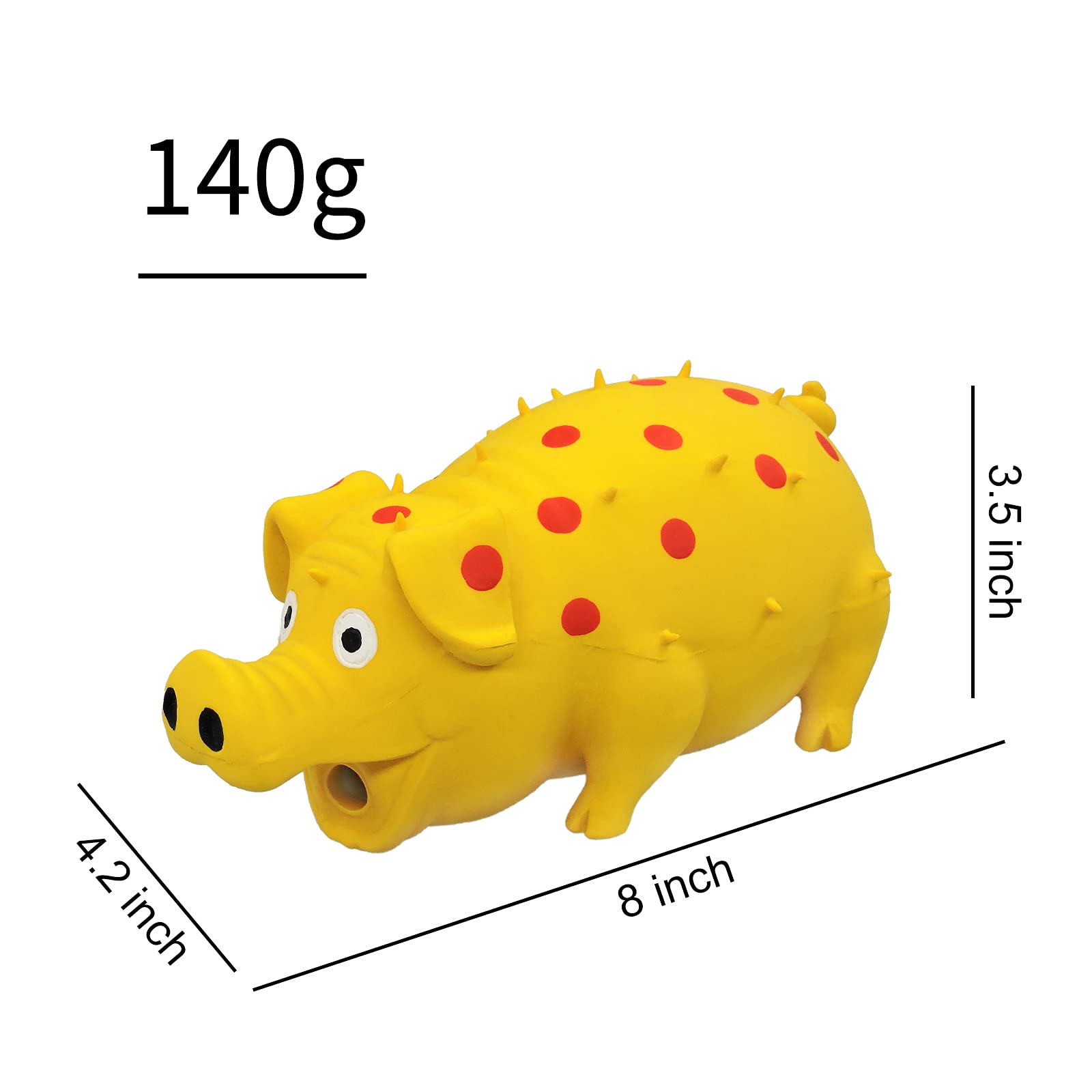 Andiker Dog Squeaky Toy, Dots Latex Dog Chew Toys With A Oinks Sound Squeaker Grunting Pig Dog Toy Durable Self Play 8' Dog Squeeze Toy For Dental Biting Chasing To Kill Boring Time (Yellow)