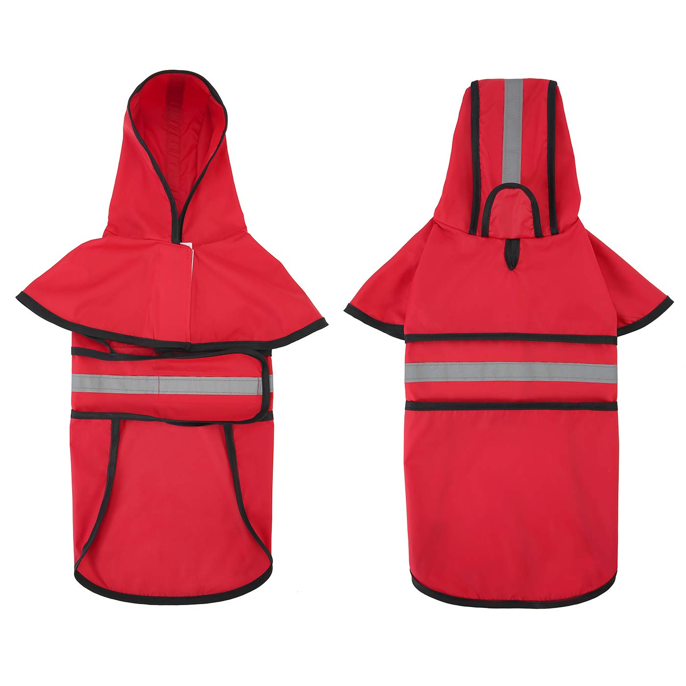 Hde Dog Raincoat Hooded Slicker Poncho For Small To X-Large Dogs And Puppies Red - M