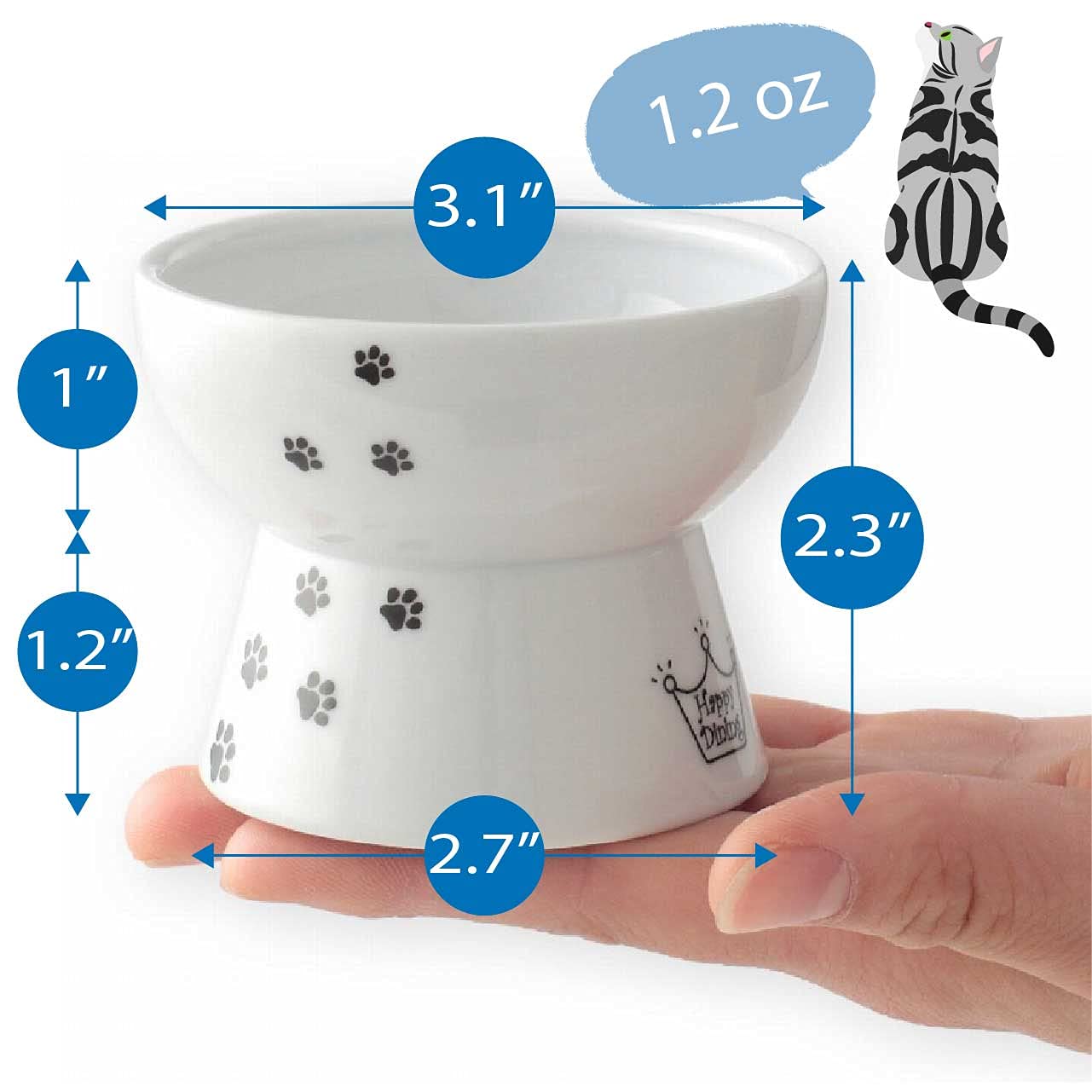 Necoichi Raised Stress Free Cat Food Bowl, Elevated, Backflow Prevention, Dishwasher and Microwave Safe, No.1 Seller in Japan! (