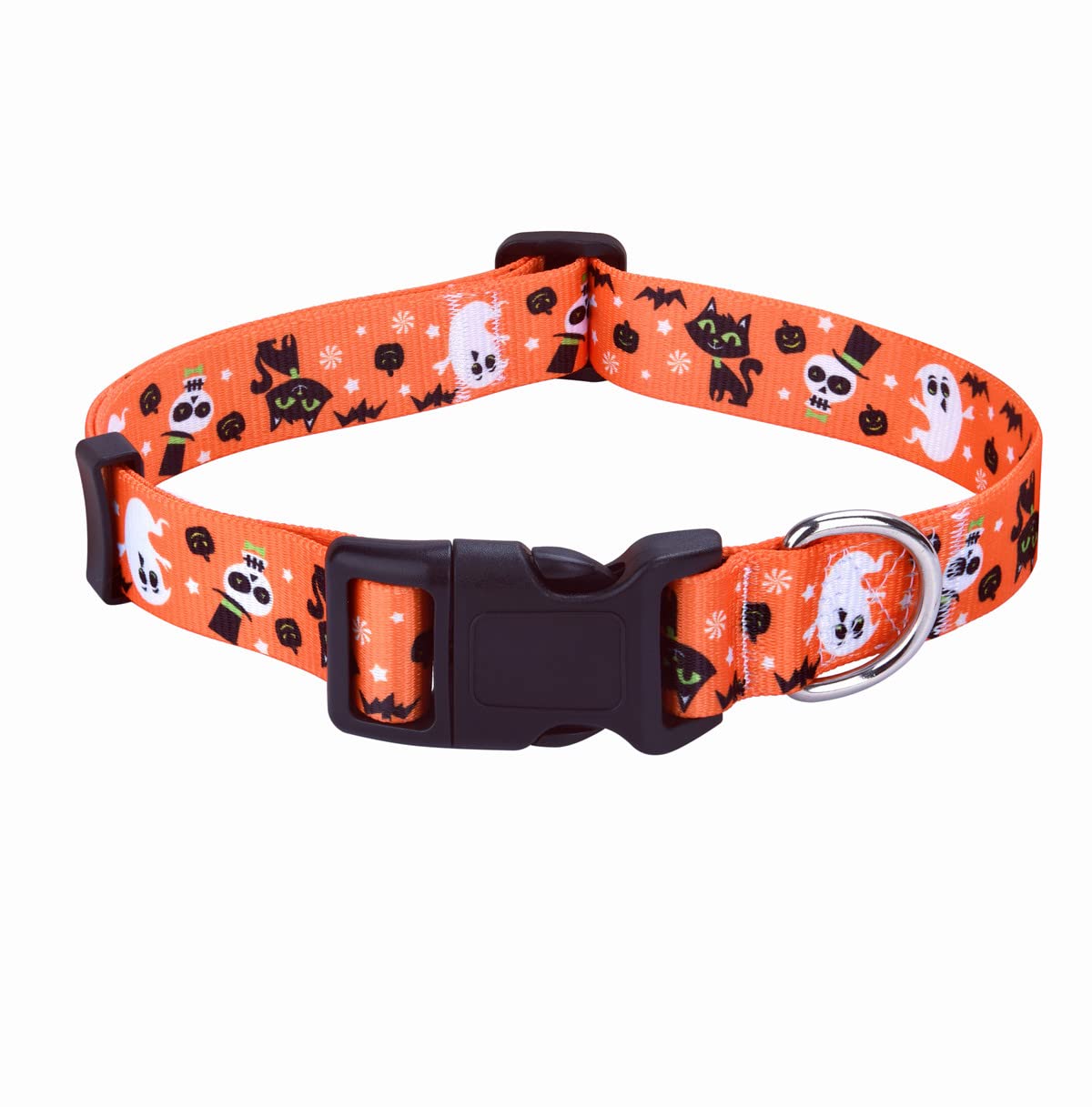 Hqyddmi Halloween Dog Collar With Pumpkin Bat Cats, Ghosts Print, Soft Comfortable Adjustable Collars For Small Medium Large Dogs(Halloween,L)