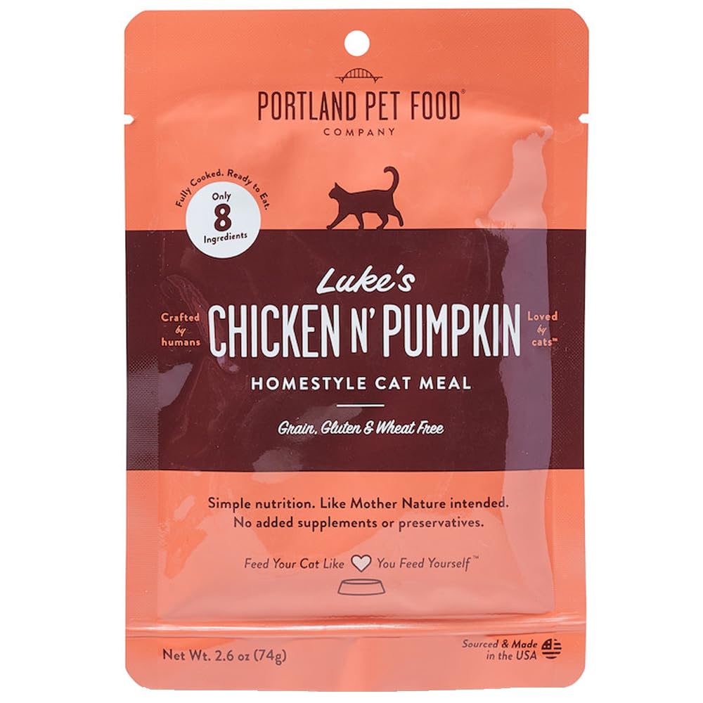 Portland Pet Food Company Lukes Chicken N Pumpkin Cat Meal, Gluten Free, 2.6 Ounce (Pack of 12)
