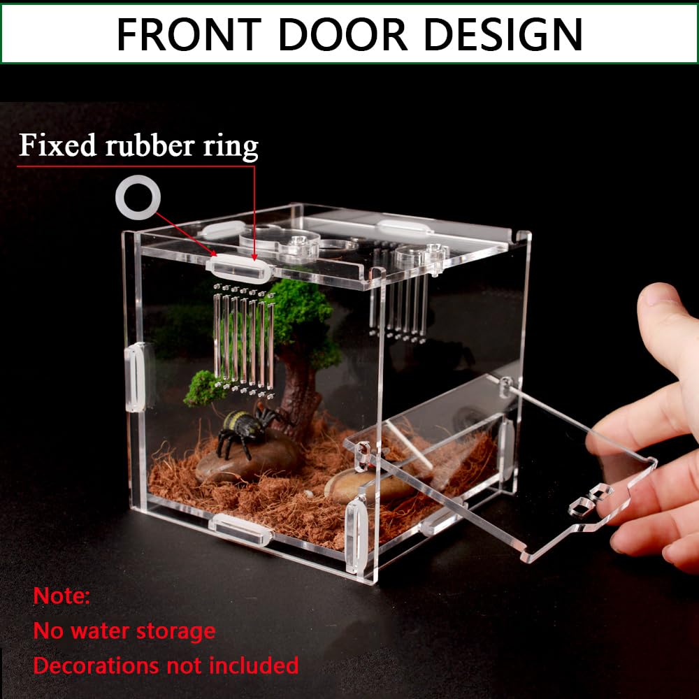 Jhcyuluo Acrylic Jumping Spider Enclosure, Small Reptile Terrarium Habitat For Tarantula Snail Insect Small Reptile (4.5X4.3X4.1