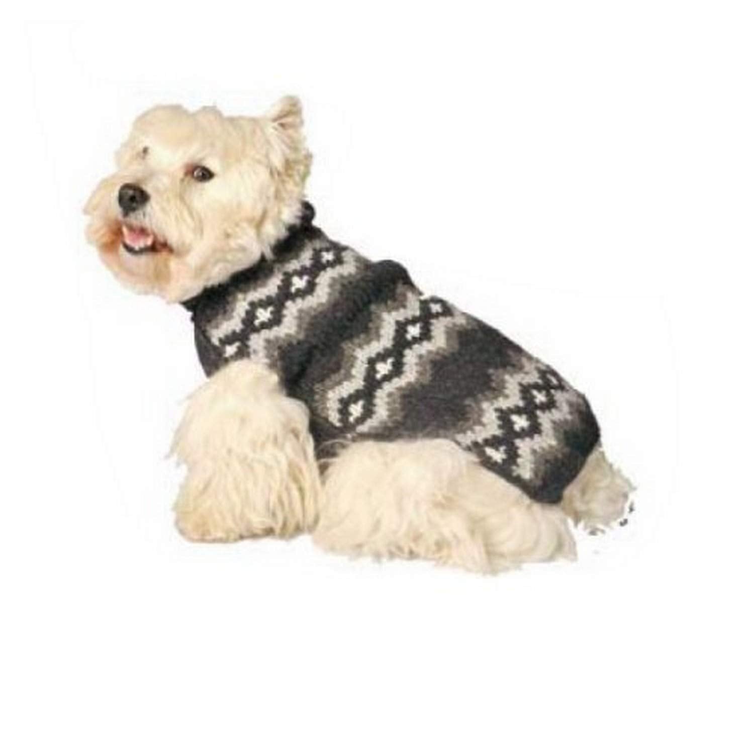 Chilly Dog Grey Diamonds Dog Sweater, Large