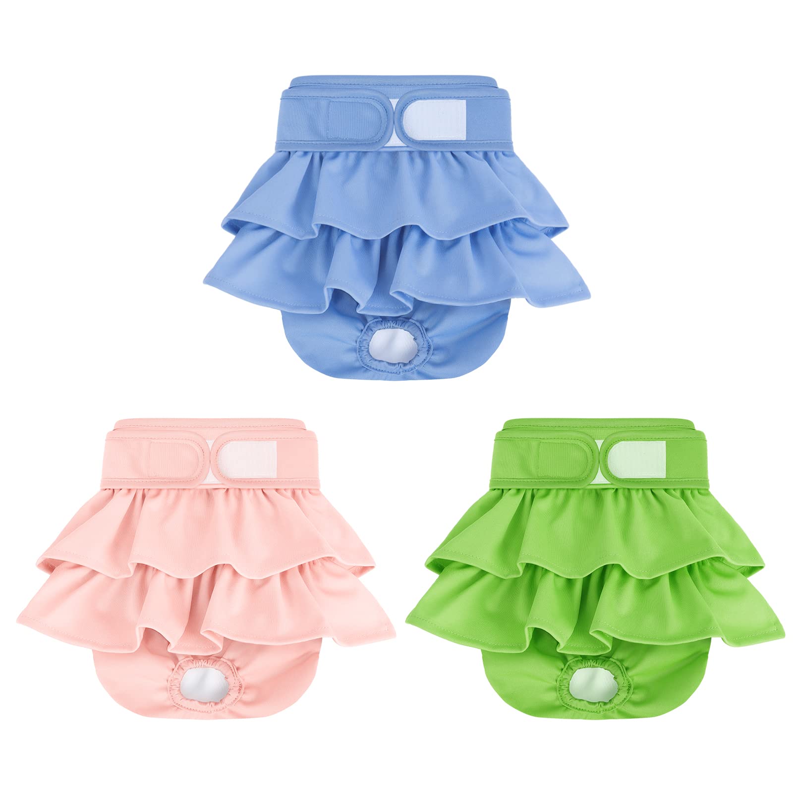 Reusable Dog Diapers Female 3 Pack Washable Highly Absorbent Doggie Diapers, Flexible Doggy Diapers Female, Leak-Proof Puppy Dia