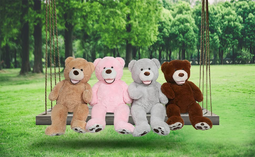 MorisMos Giant Teddy Bear Plush - Dark Brown 39" Stuffed Animal with Big Footprints for Boys and Children