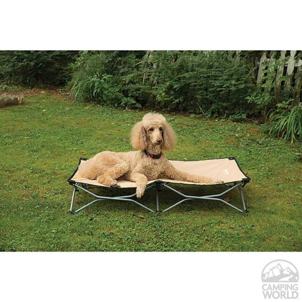 Carlson Pet Products Large Portable Pup Travel Bed, Canvas, 47.5"x24.5"x9", Tan with Black Details, Model 8020 N