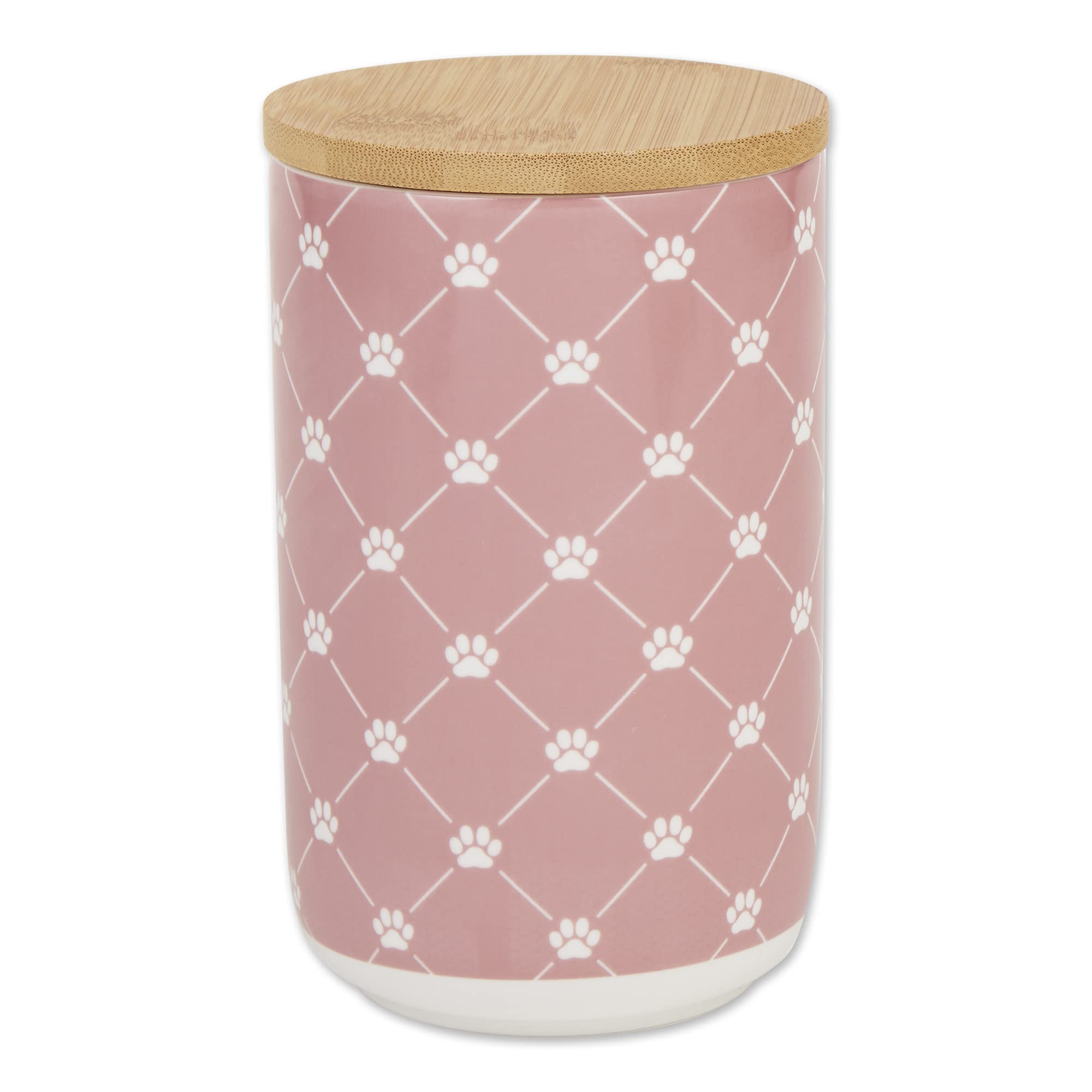 Bone Dry Trellis Paw Print Pet Treat Canister with Bamboo Lid Dog & Cat Treat Jar for Countertop Storage, Keep Training Bones & 