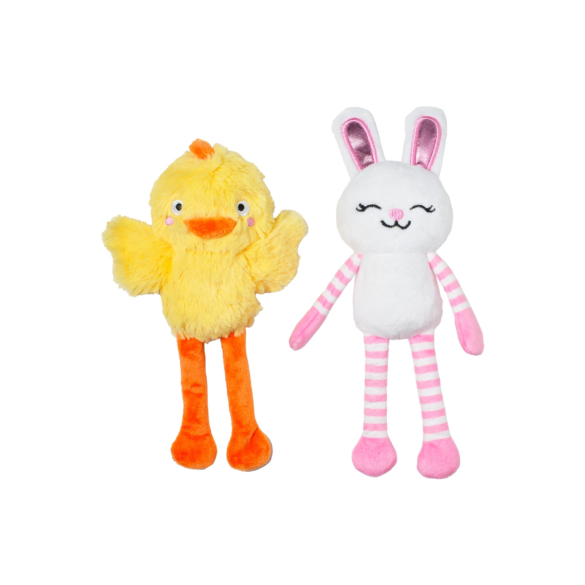 Fringe Studio Plush Dog Toy, 2 Pieces Set, Hoppy Go Clucky, Petshop Collection (312064)