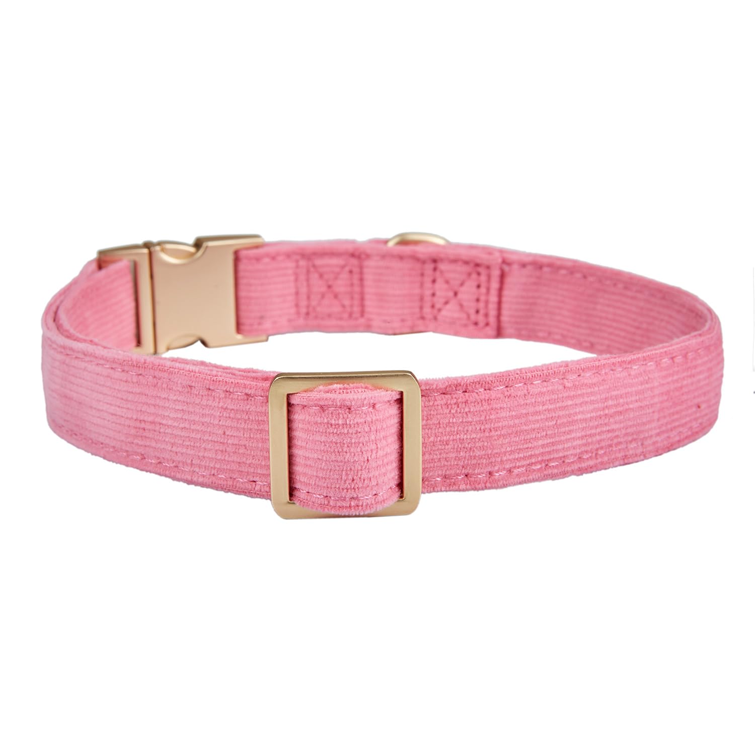 YUDOTE Soft Cotton Dog Collar with Metal Buckle Adjustable Heavy Duty Comfy Corduroy Collars for Small Medium Large Dogs,Rosy Pi
