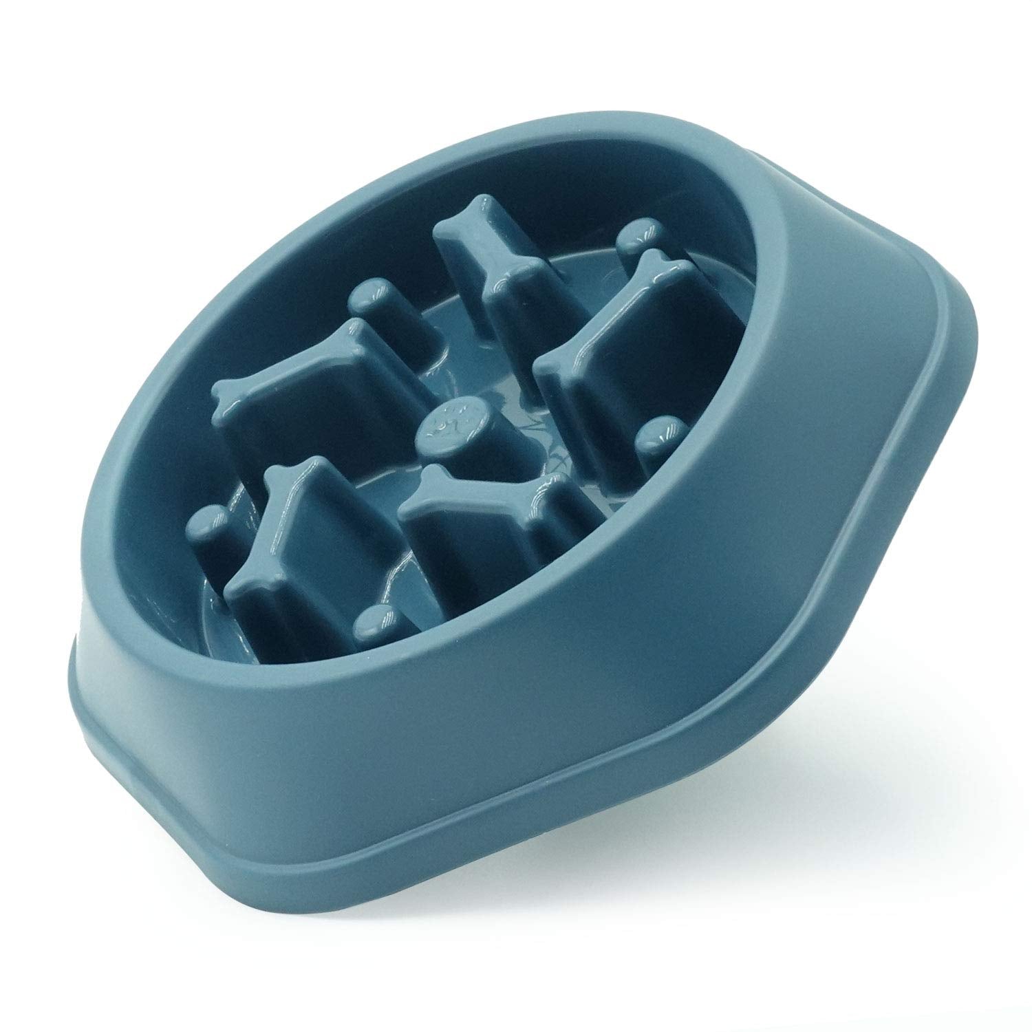Dog Bowl Slow Feeder Dog Bowl Bloat Stop Dog Food Bowl Interactive Puzzle Healthy Eating Bowl (Navy Blue)