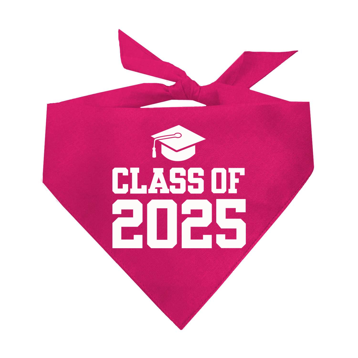 Class Of 2025 Dog Bandana | 100% Cotton Triangle | School Graduation Ceremony Party | Mom Dad Graduating Prop | 644 Hot Pink, On