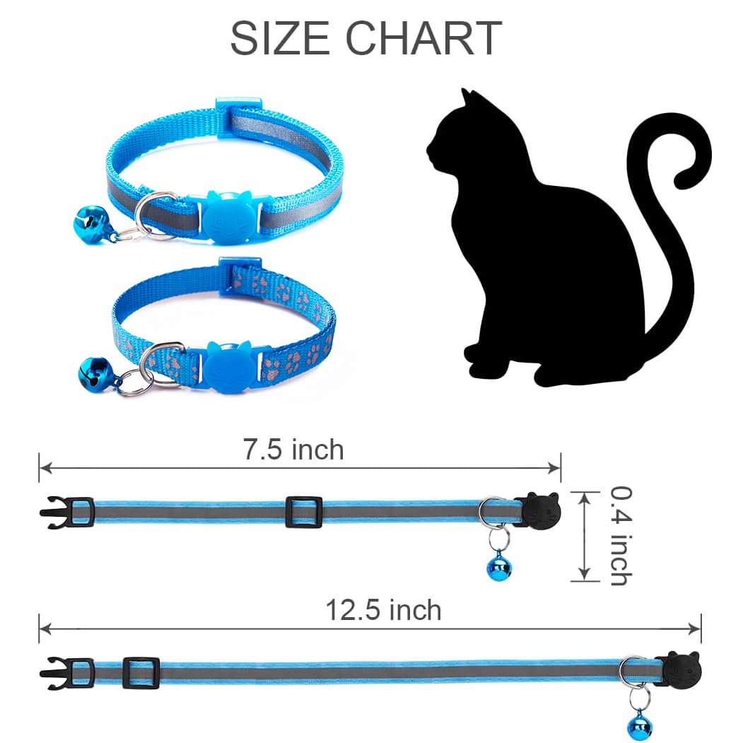 Purple Break Away Cat Collar With Bells, [2 Pack] Breakaway Kitten Collar With Bells, Reflective Cat Collar For Girl Cats Kitty
