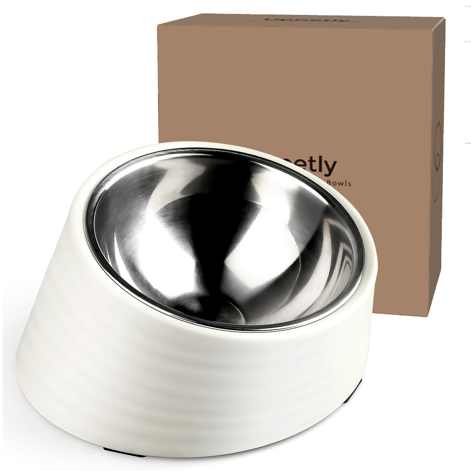 Uppetly Tilted Slanted Dog Bowl 1 Cup, 15 Tilted Stainless Steel Dog Cat Food Bowl, NonSlip & NonSpill Pet Feeder with Elevate