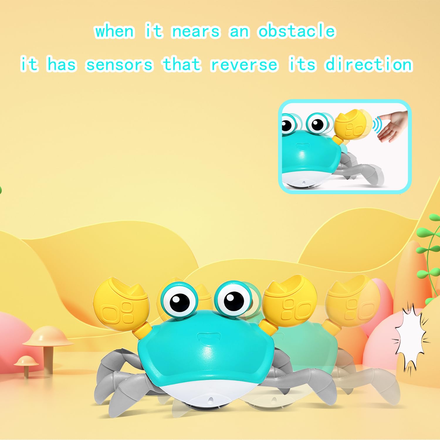 Hongid Crawling Crab Dog Toys,Escaping Crab Dog Toy With Obstacle Avoidance Sensor,Interactive Dog Toys With Music Sounds & Lights For Dogs Cats Pets,Christmas Toy Gifts For Puppy/Small/Medium Dogs