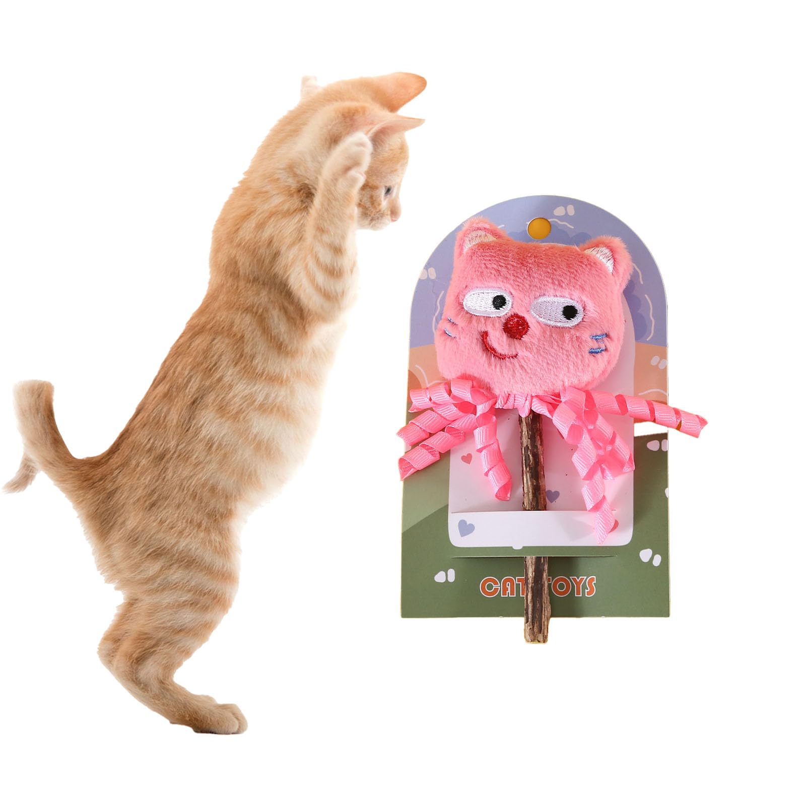Pawdea Silvervine Cat Chew Sticks - Kitten Teething Toys With Catnip For Indoor Cats (Pink)
