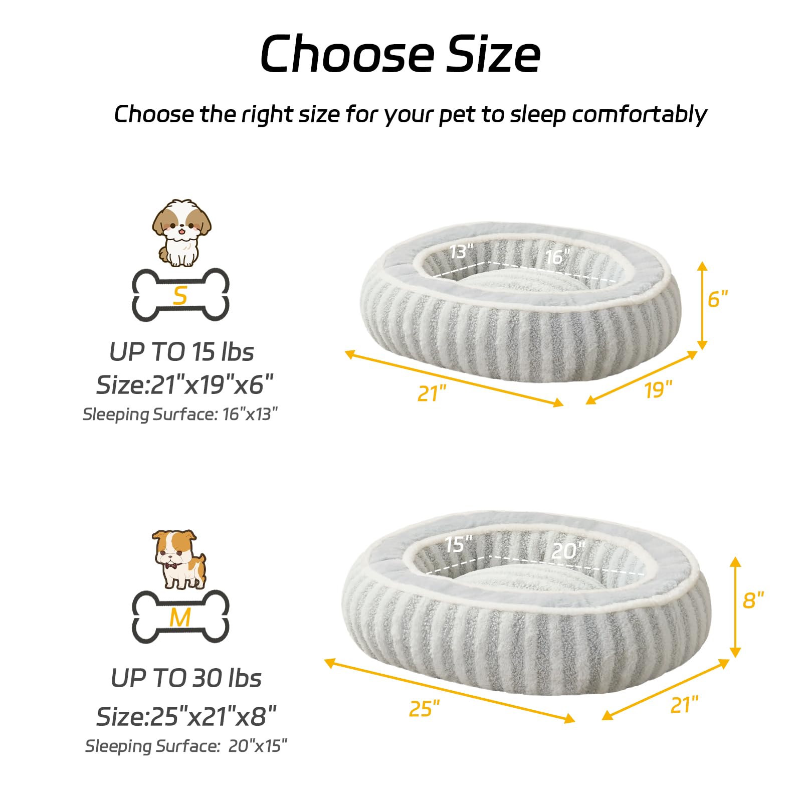 Small Dog Beds for Small Dogs, Washable Cat Beds for Indoor Cats with Anti-Slip Bottom, Supportive Soft Calming Sleeping Pet Bed