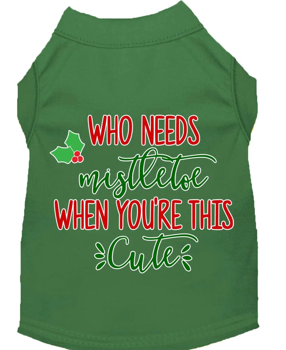 Christmas Pet Dog & Cat Shirt Screen Printed, "Who Needs Mistletoe" Bright Pink 2XL (20-25 lbs.)