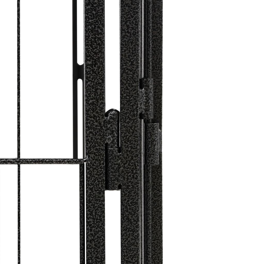 vidaXL Dog Playpen - Black Powder-Coated Steel Exercise Space - Easy Assembly and Firm-Secured Panels- Size: 19.7x39.4