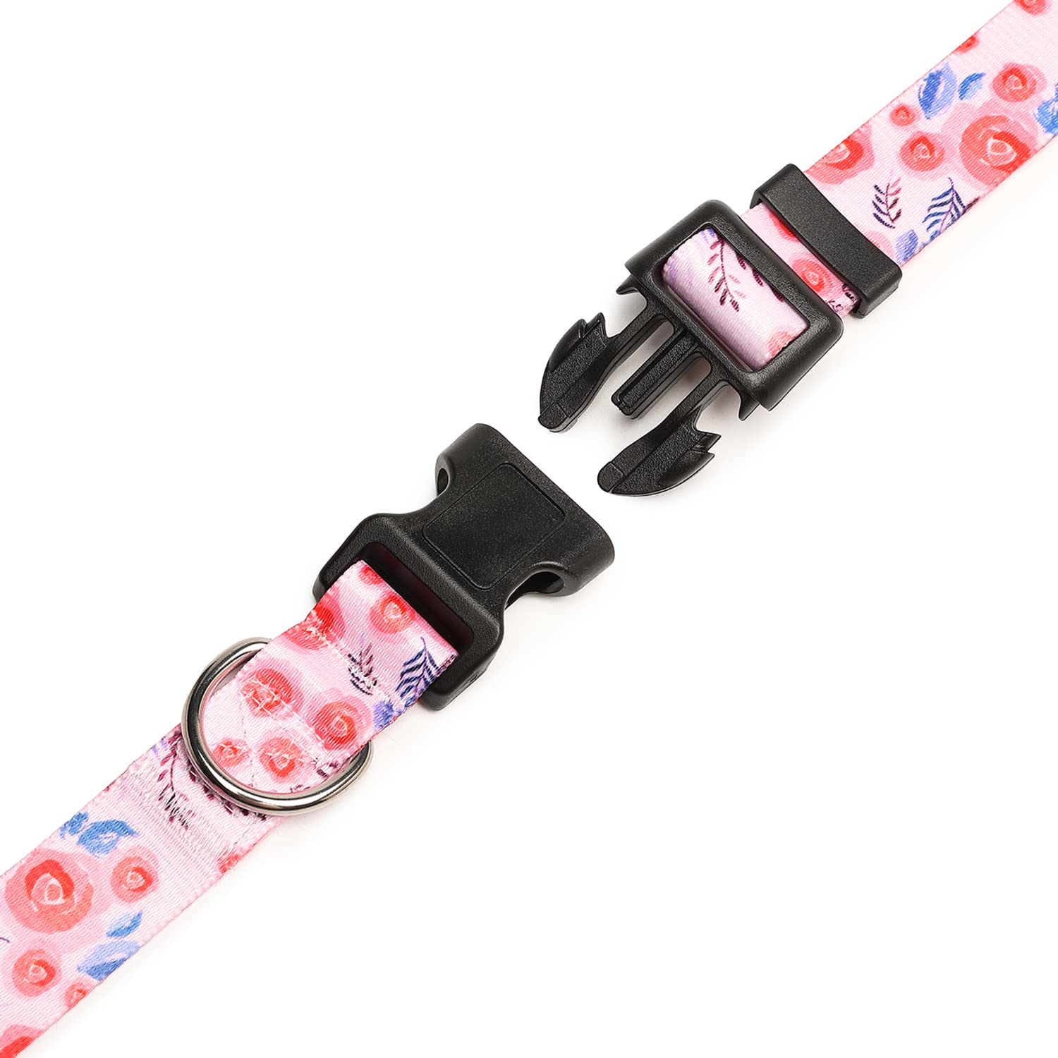Mercano Adjustable Dog Collar - Special Design Patterns, Soft Nylon Comfortable Durable Pet Collar For Small Medium Large Dogs (M, Rose)