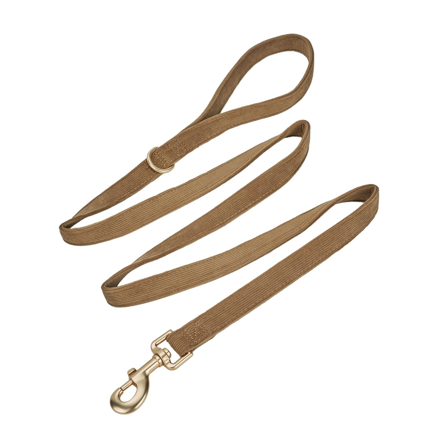 Ewinoom Soft Cotton Dog Leash, 5 Ft Heavy Duty Corduroy Dog Leashes With Gold Metal Hook For Small Medium Large Dogs,Medium,Brwo