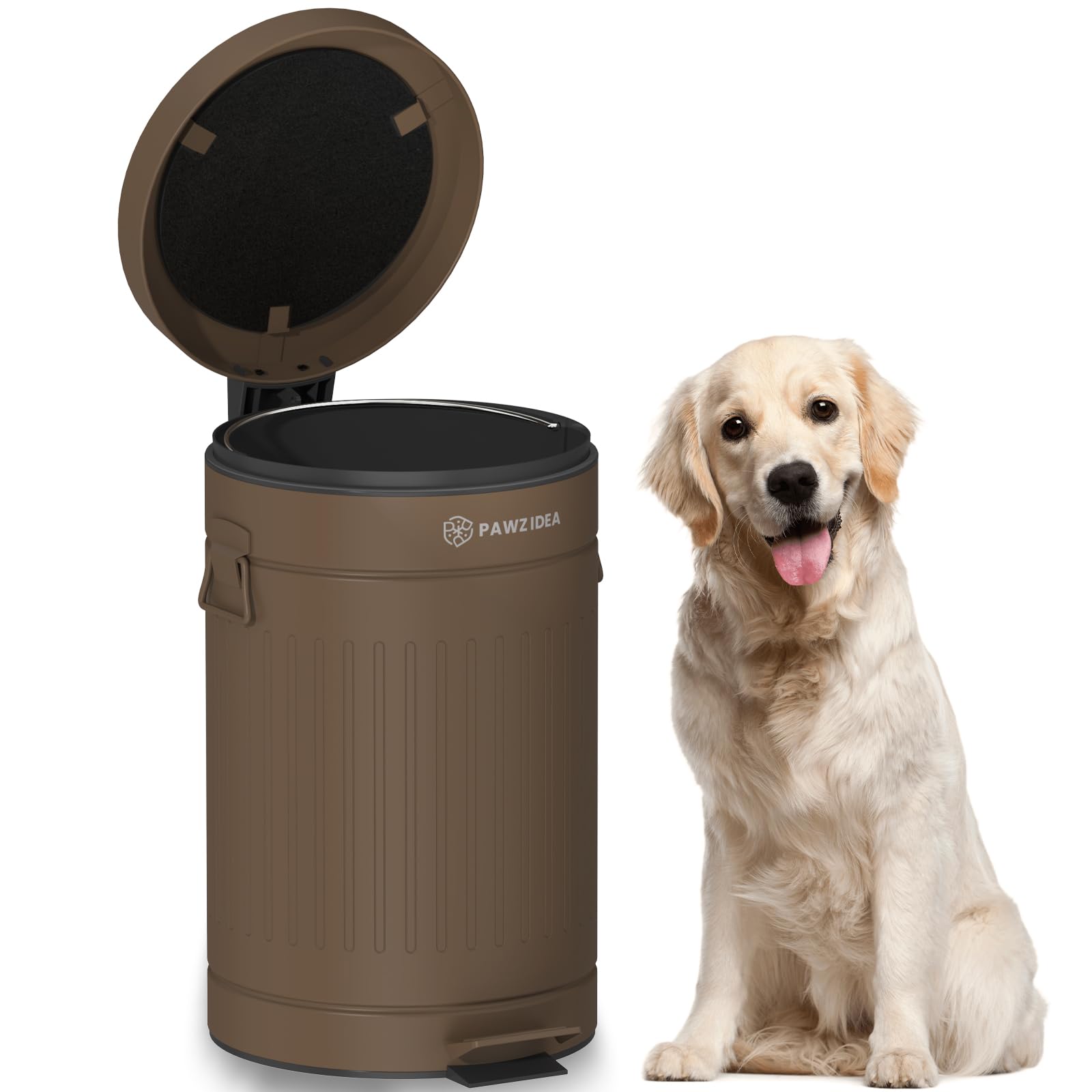 PAWZIDEA Dog Poop Trash Can Outside Odor Control, 3.1Gallon Pet Waste Trash Can Outdoor Waterproof, Dog Poop Container Bin Outdoor Garbage Can with Lid, 7.8in Activated Carbon Filter Pet Waste Station -Like New