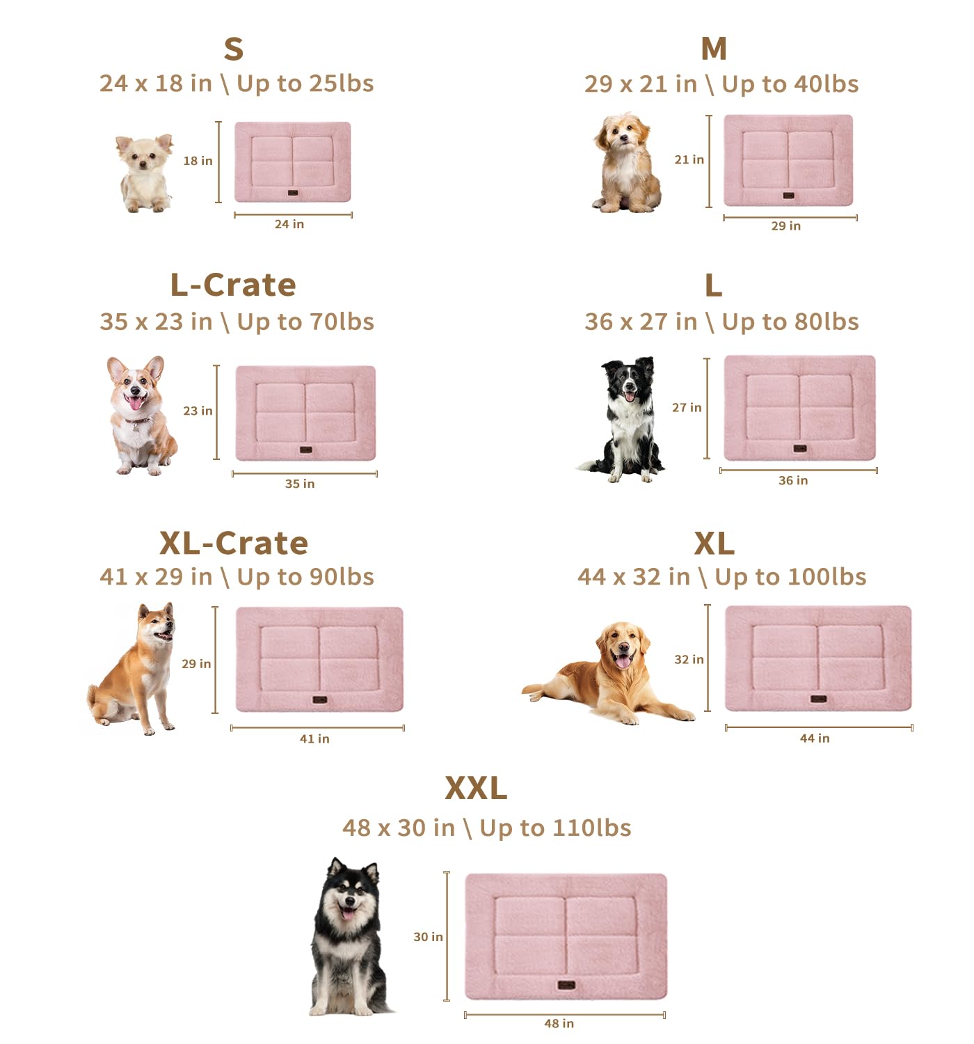 Made4Pets Dog Crate Pad Bed for Large Dogs, Washable & Reversible, Anti-Slip Kennel Mat for Cozy Sleeping, Soft Fluffy Dog Bed f
