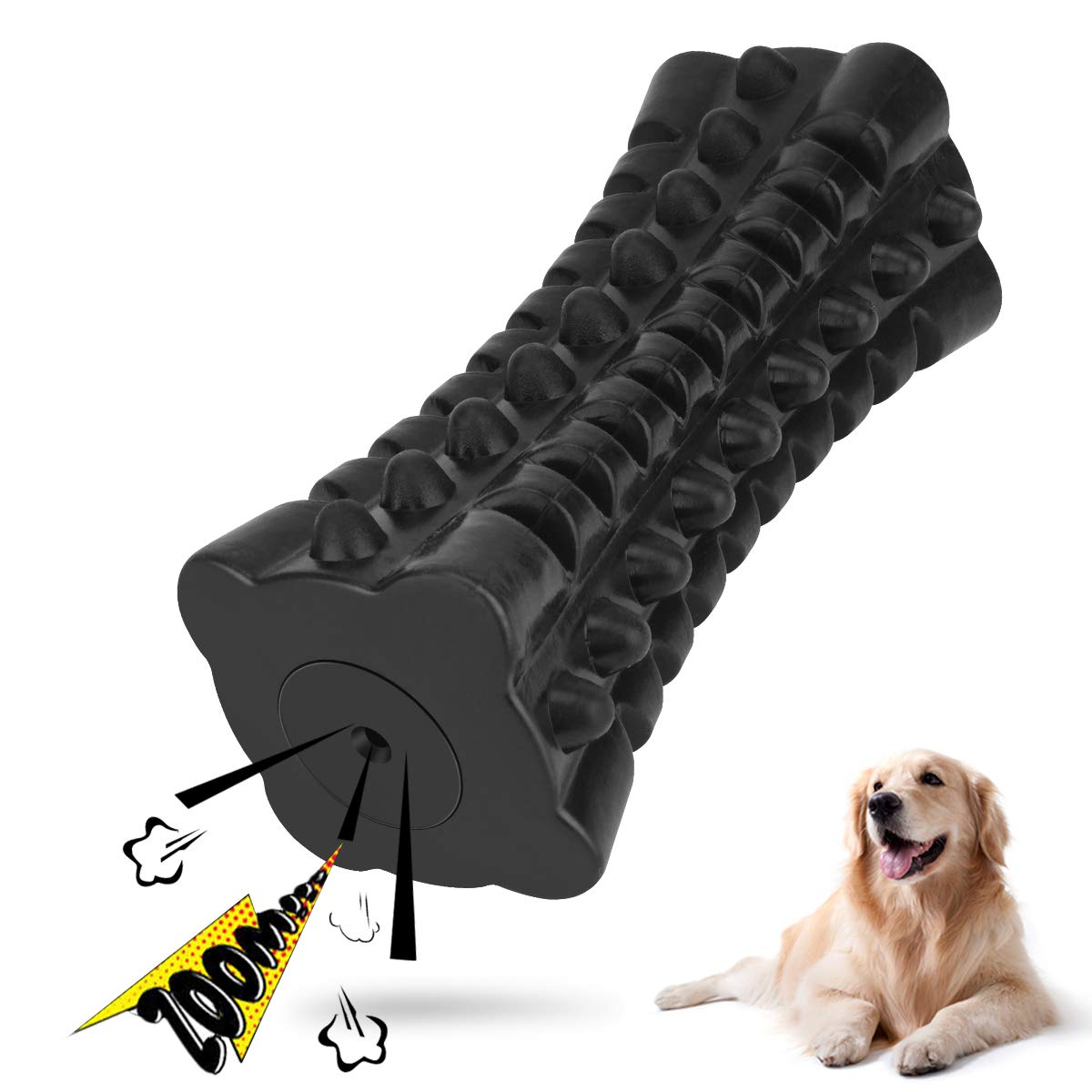 Vanfine Tough Squeaky Dog Toys For Aggressive Chewers - Dog Chew Toys For Aggressive Chewers Large Breed Stick - Durable Dog Toys For Aggressive Chewers Non-Toxic Natural Rubber Beef Flavor (Black)