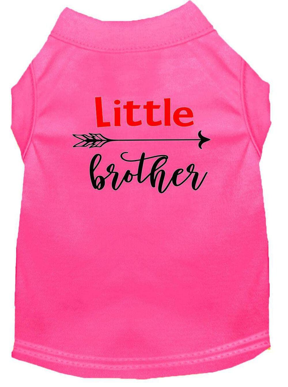 Pet Dog & Cat Shirt Screen Printed, "Little Brother" Bright Pink MD (6-10 lbs.)