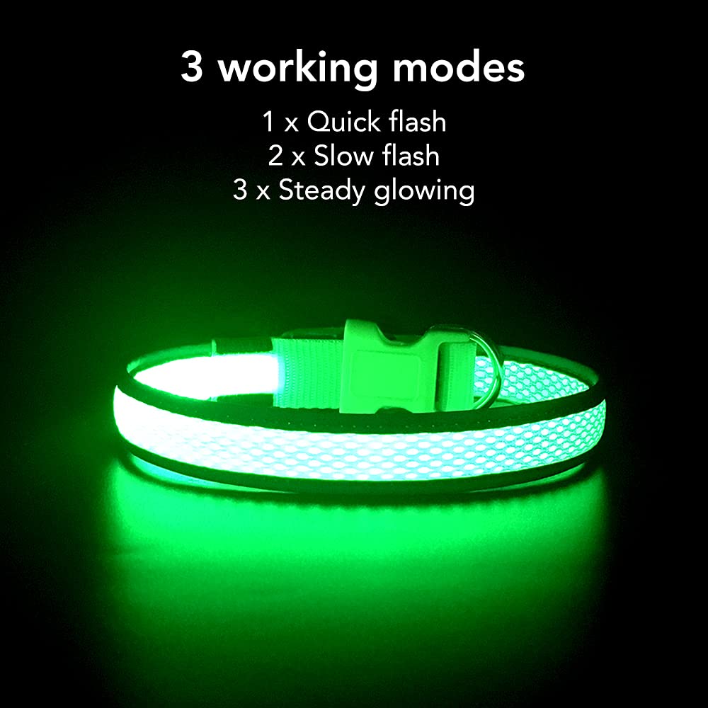 Yfbrite Light Up Dog Collar, Rechargeable Led Dog Collar, Christmas Dog Collar Light, Adjustable Reflective Dog Collar Safety Gl