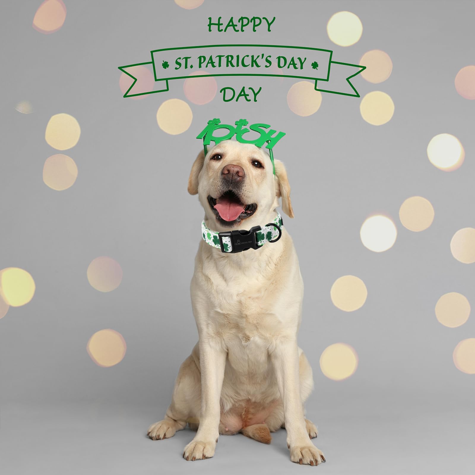 Aring Pet St Patrick'S Day Dog Collar-Cute Clovers Dog Collar, Adjustable Cotton Shamrock Pet Collar Puppy Collars With Quick Re