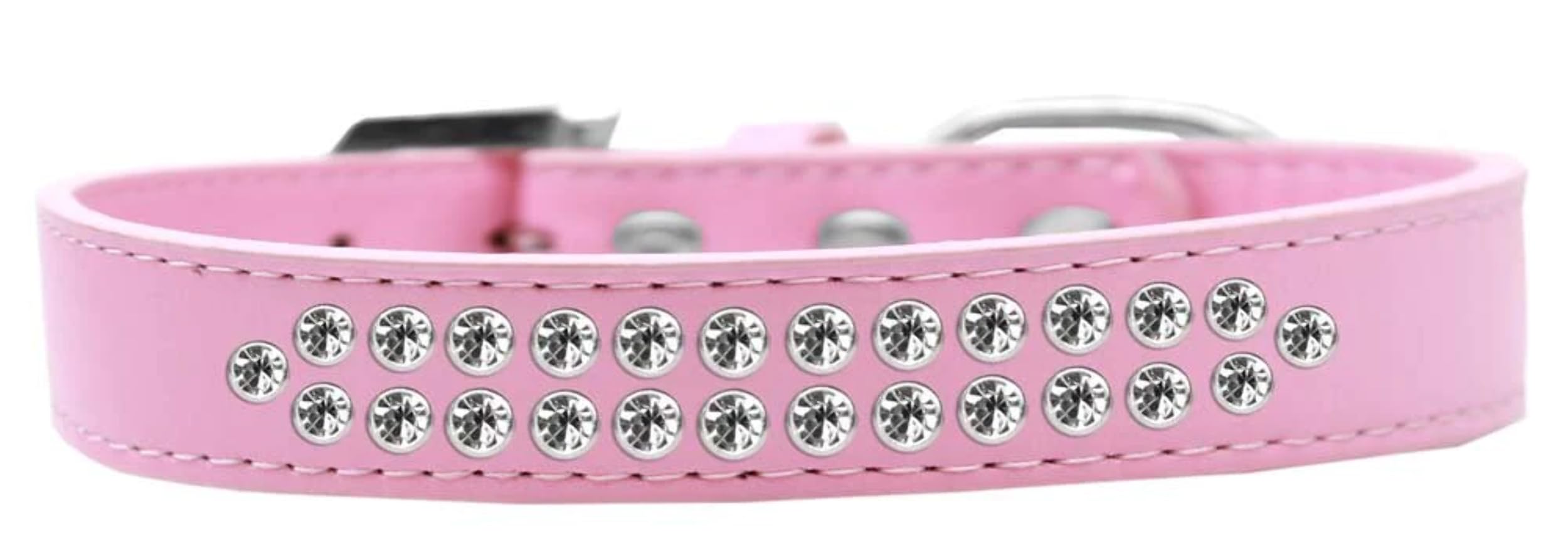 Dog, Puppy & Pet Fashion Collar, Two Row Clear Crystal Rimsets White 12