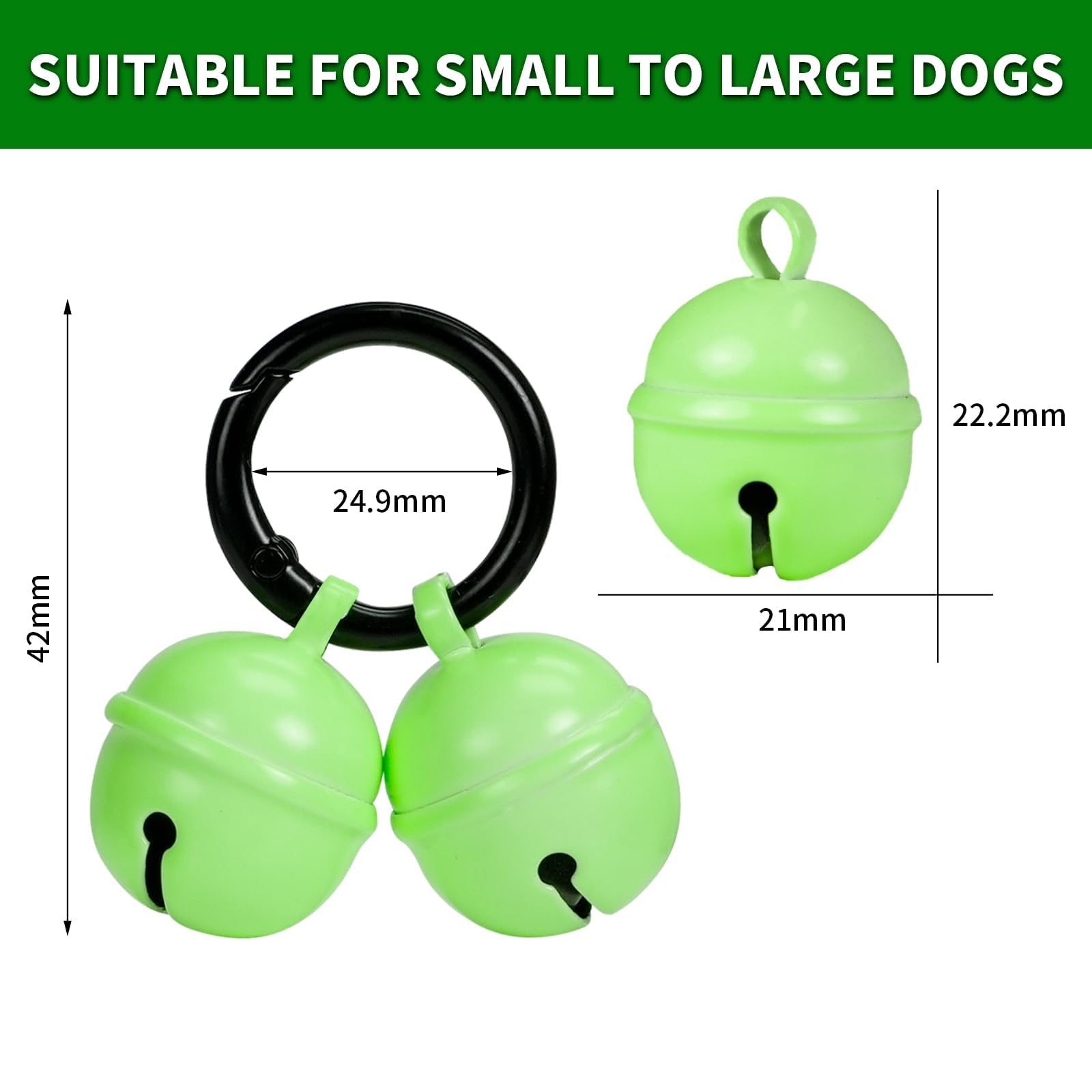 Whimsii Glow Bells for Dog Collar - Extra Loud Copper Bell for Medium to Large Dogs, Easy Clip Clasp, One Size, Small-Medium Breed