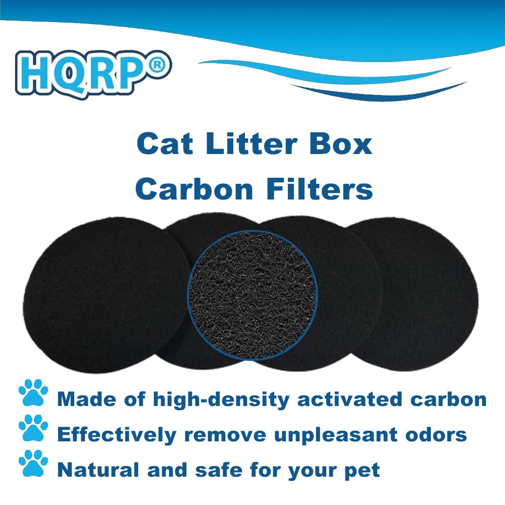 Hqrp 4-Pack Cat Litter Box Replacement Carbon Filters Compatible With Petmate Booda Dome Covered Litter Box, Activated Carbon Ch