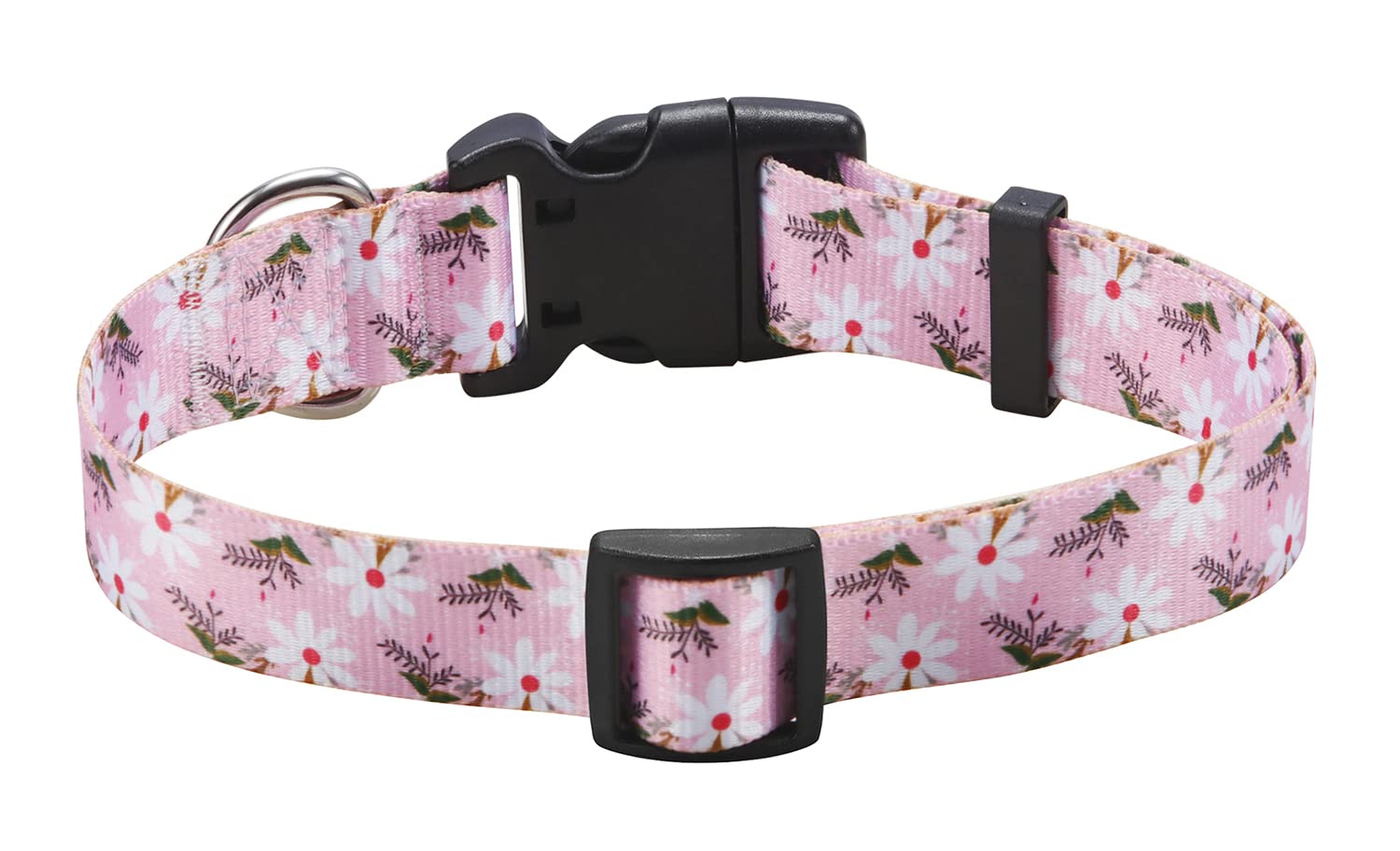 Mihqy Dog Collar With Bohemia Floral Tribal Geometric Patterns - Soft Ethnic Style Collar Adjustable For Small Medium Large Dogs (Pink White Flower,S)