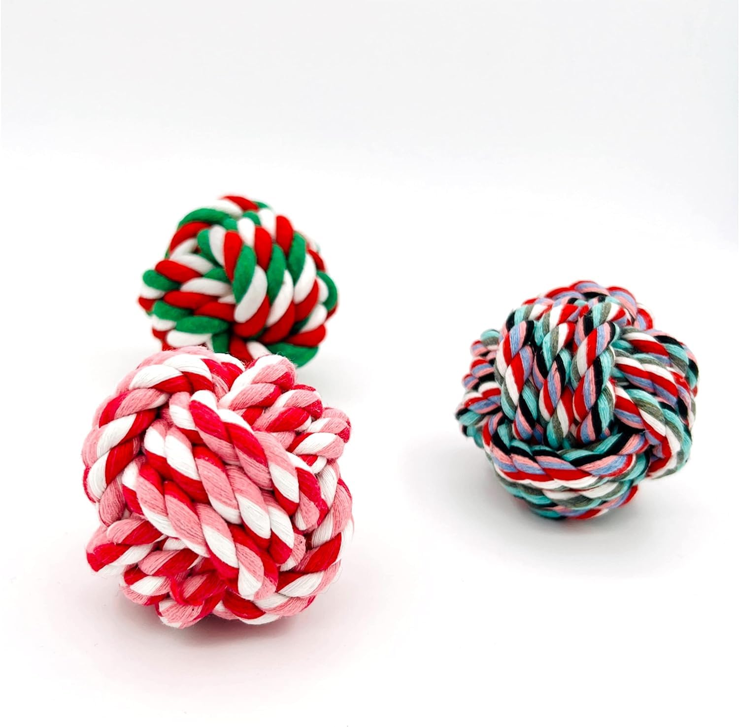 Kspups Puppy Toys Small Rope Balls For Teething, Puppy Chew Toy, Cotton Small Rope Ball Toys For Puppies (Pack Of 3)  Multicolo