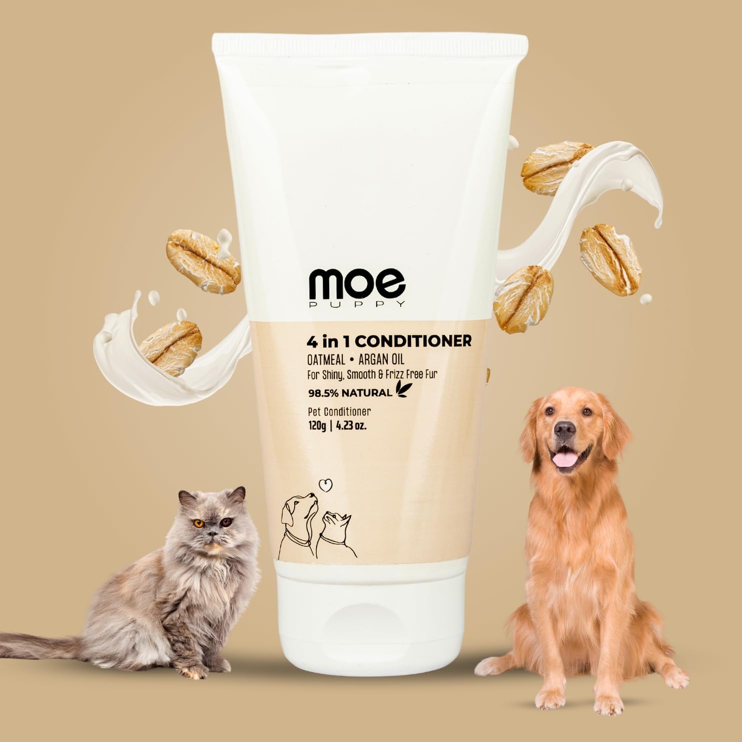 Moe Puppy Moisturizing 4-In-1 Pet Conditioner With Oatmeal, Coconut Oil, Shea Butter, Argan Oil, 120G (2 X 120G)