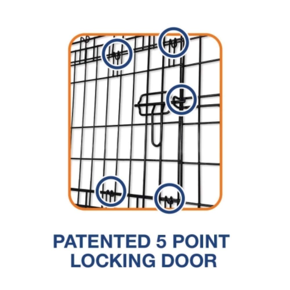 Precision Pet Products Two Door Great Crate Wire Dog Crate, 48 Inch, For Pets 90-125 Lbs, With 5-Point Locking System
