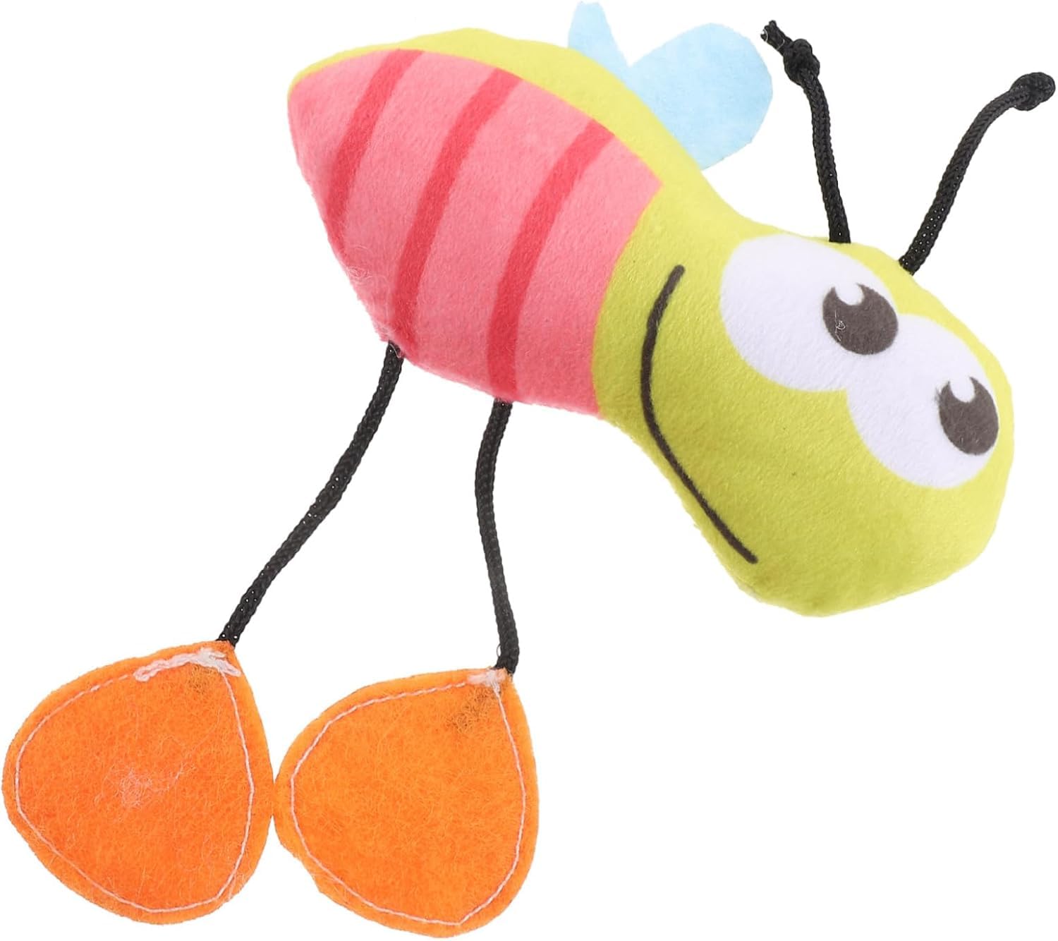 Pet Needs Interactive Plush Honey Bee Catnip Cat Toy With Orange Feet For Small Cats And Kittens