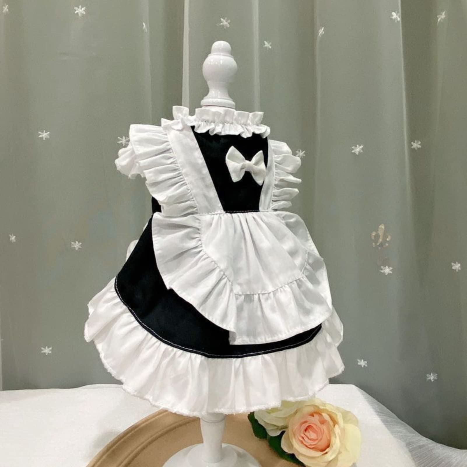 apott Pet Maid Outfit Cat Princess Dresses Adorable Costume for Cats Dogs Birthday Party, Black White M